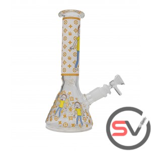 SCARED MORTY GLASS BEAKER With ICE CATCHER 8inch (GLOW IN DARK)